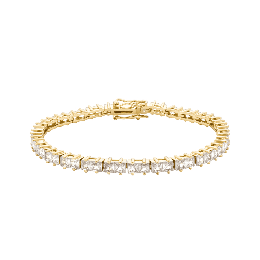 Pulseira Dourada Riviera em Zircônias