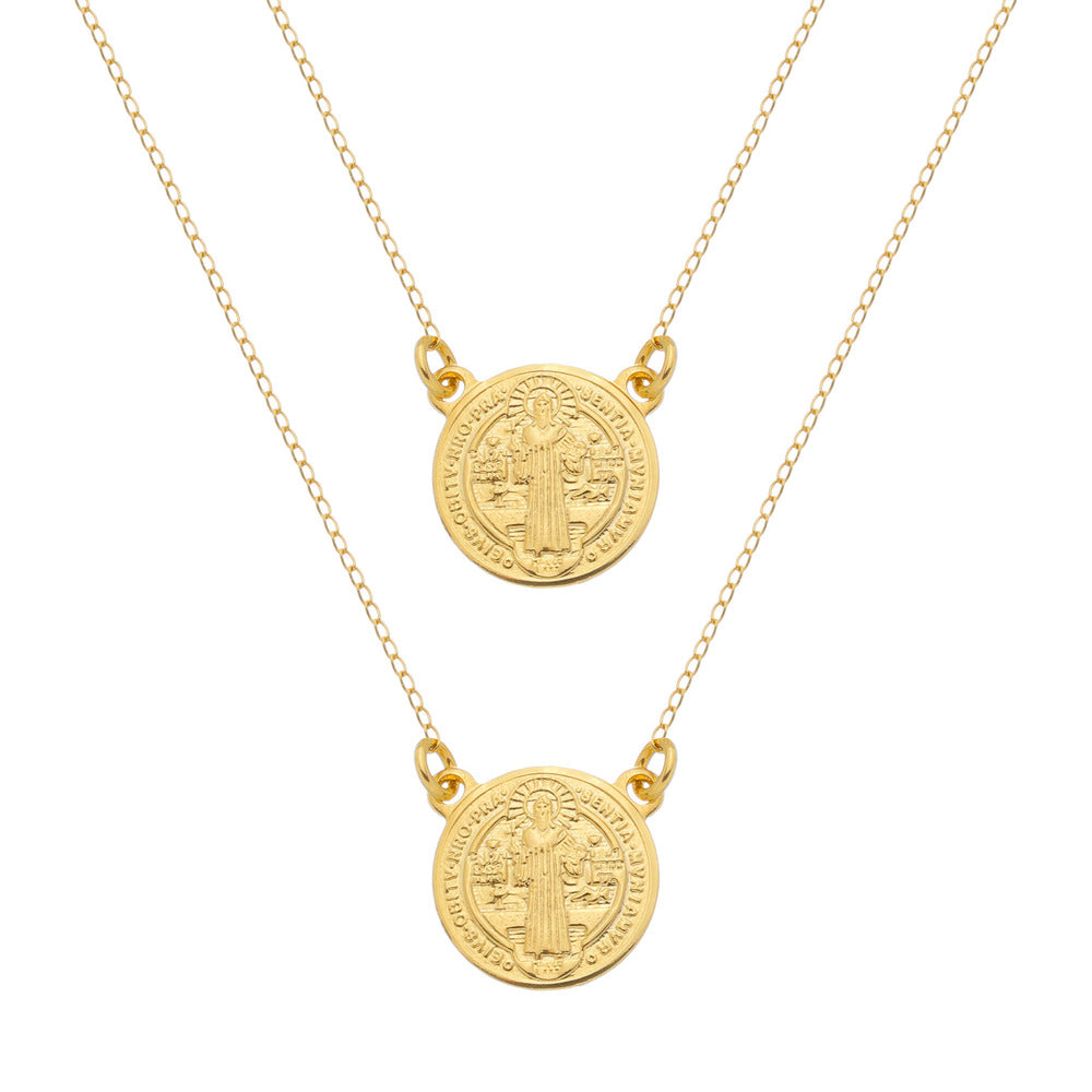 Escapulário 70cm Dourado Masculino Redondo São Jorge