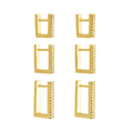Trio Dourado de Argolinhas Quadradas Cravejadas de Zircônias