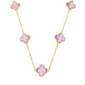 Colar 45cm Dourado 5 Trevos Rosa