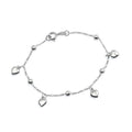 Pulseira Prateada com Pingentes de Coração e Esferas