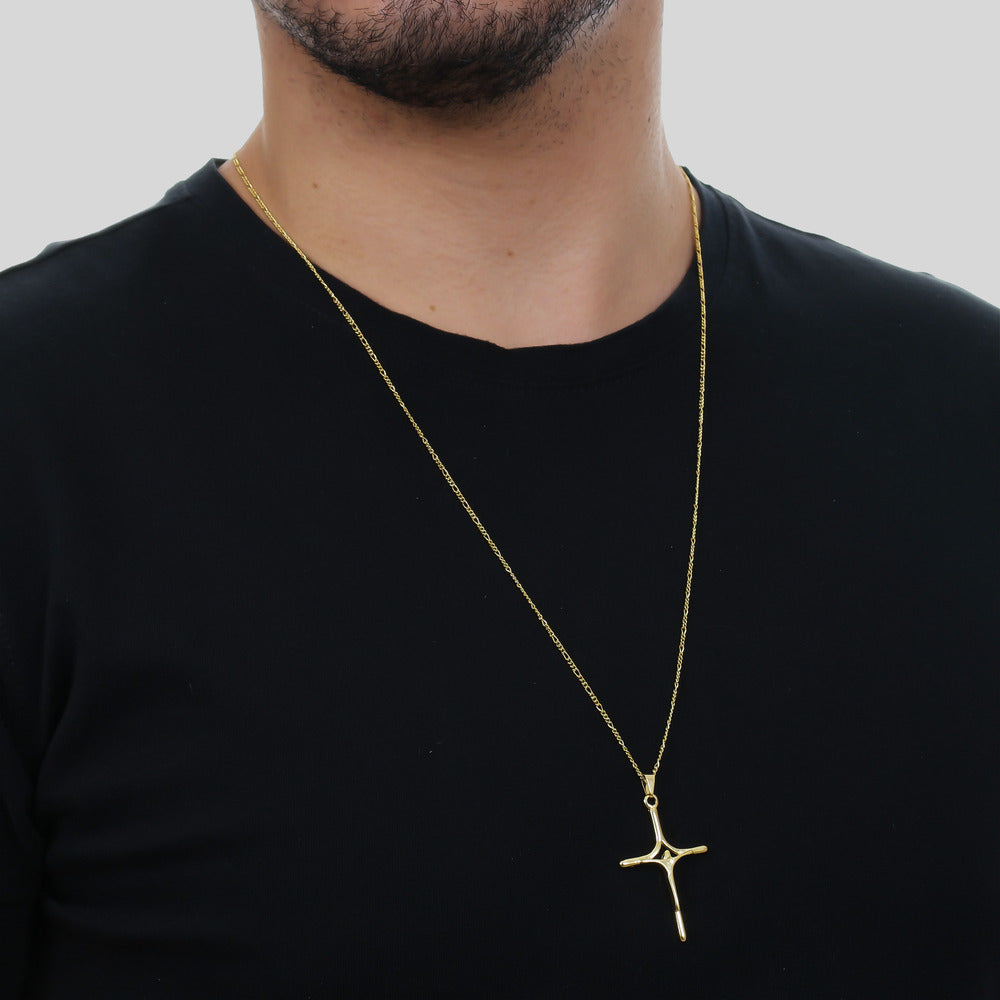 Pingente Dourado Crucifixo Detalhes