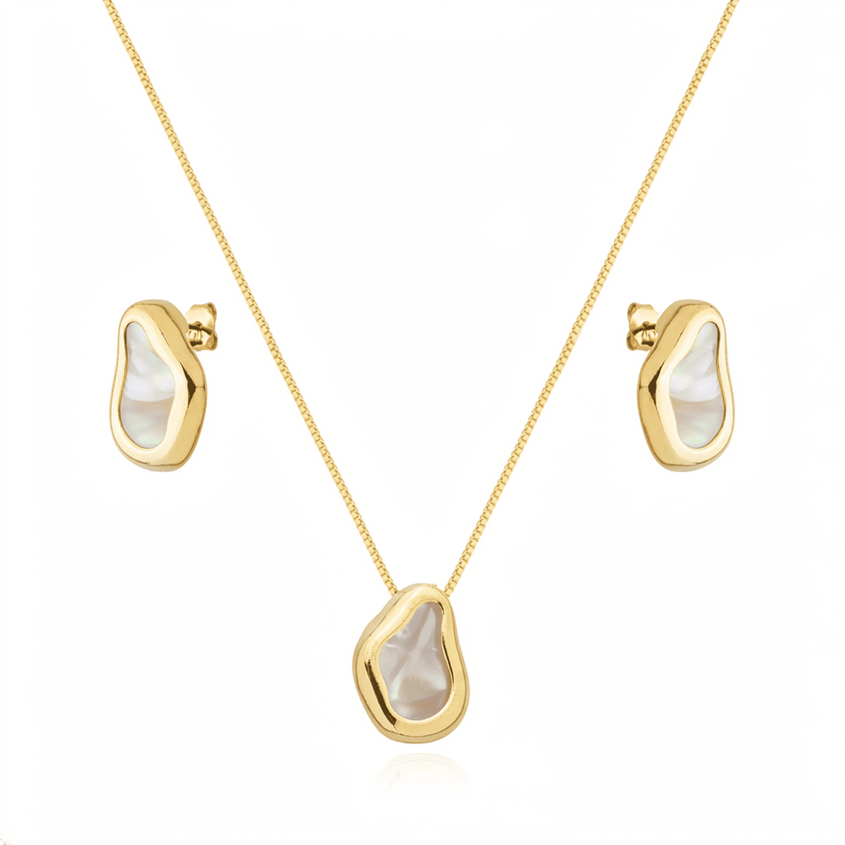Conjunto Dourado Formato Orgânico Madrepérola