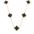 Colar 45cm Dourado 5 Trevos Preto