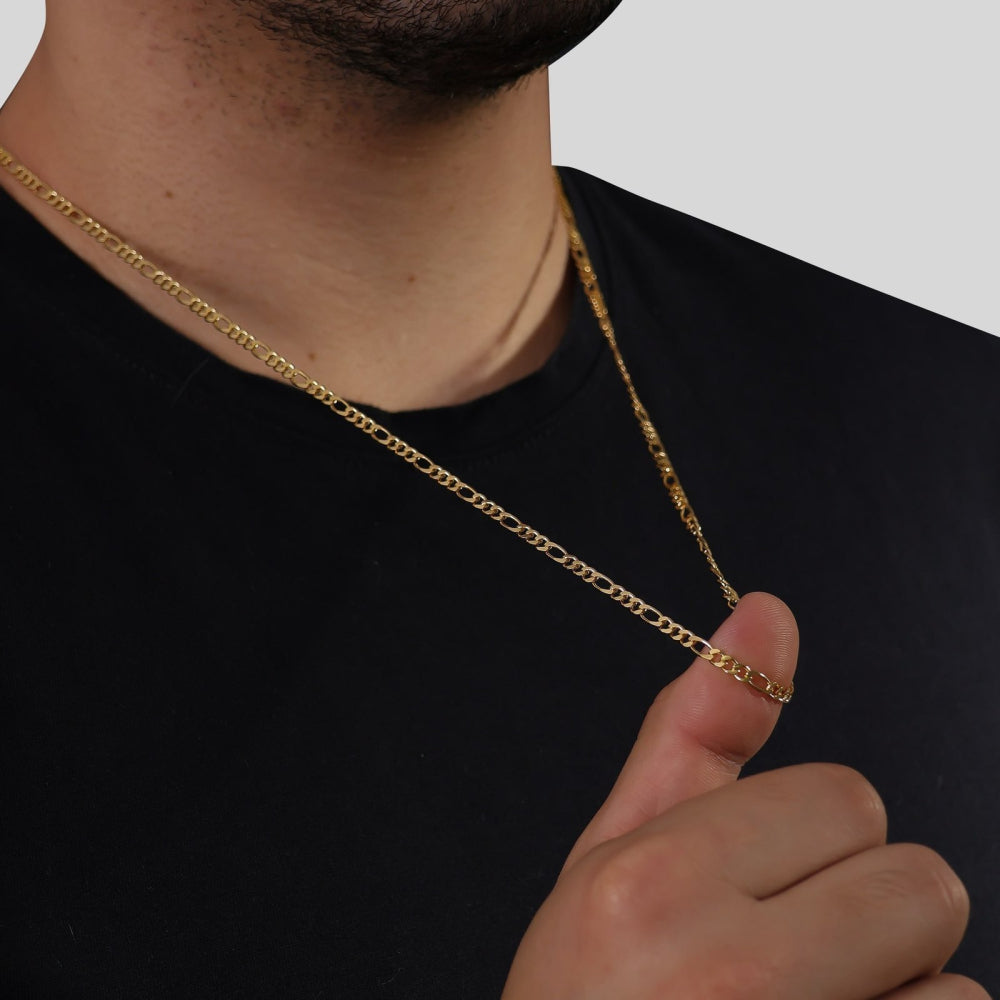 Corrente 65cm Dourada Masculina Elo 3 por 1 - 3mm