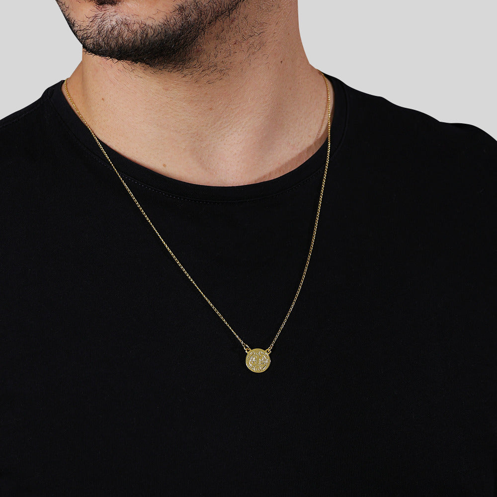 Escapulário 70cm Dourado Masculino Redondo São Jorge