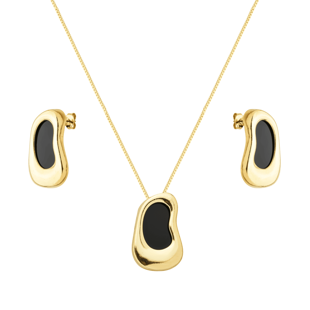 Conjunto Dourado Orgânico Preto