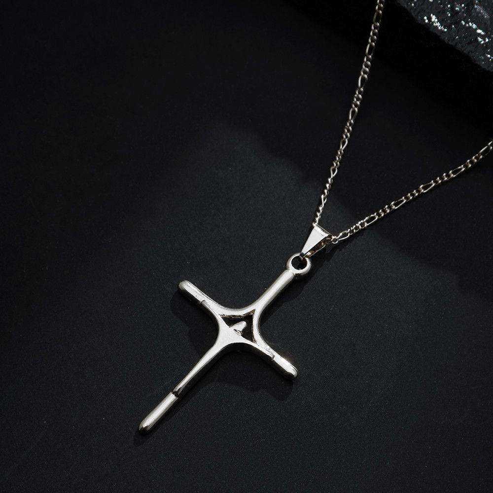 Pingente Prateado Crucifixo Minimalista